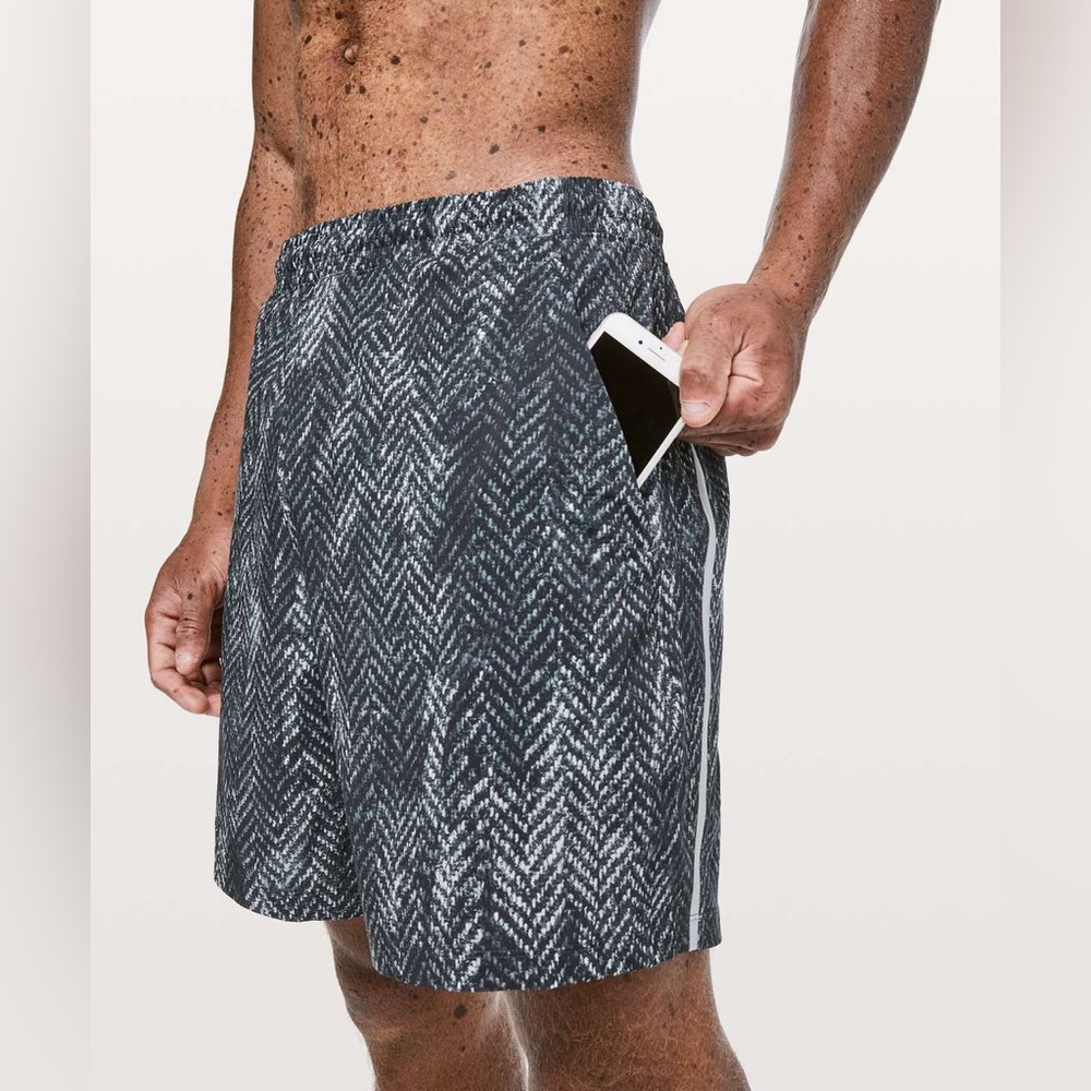 Lululemon Pace Breaker 7” Lined Shorts Bleached Herringbone Gray S